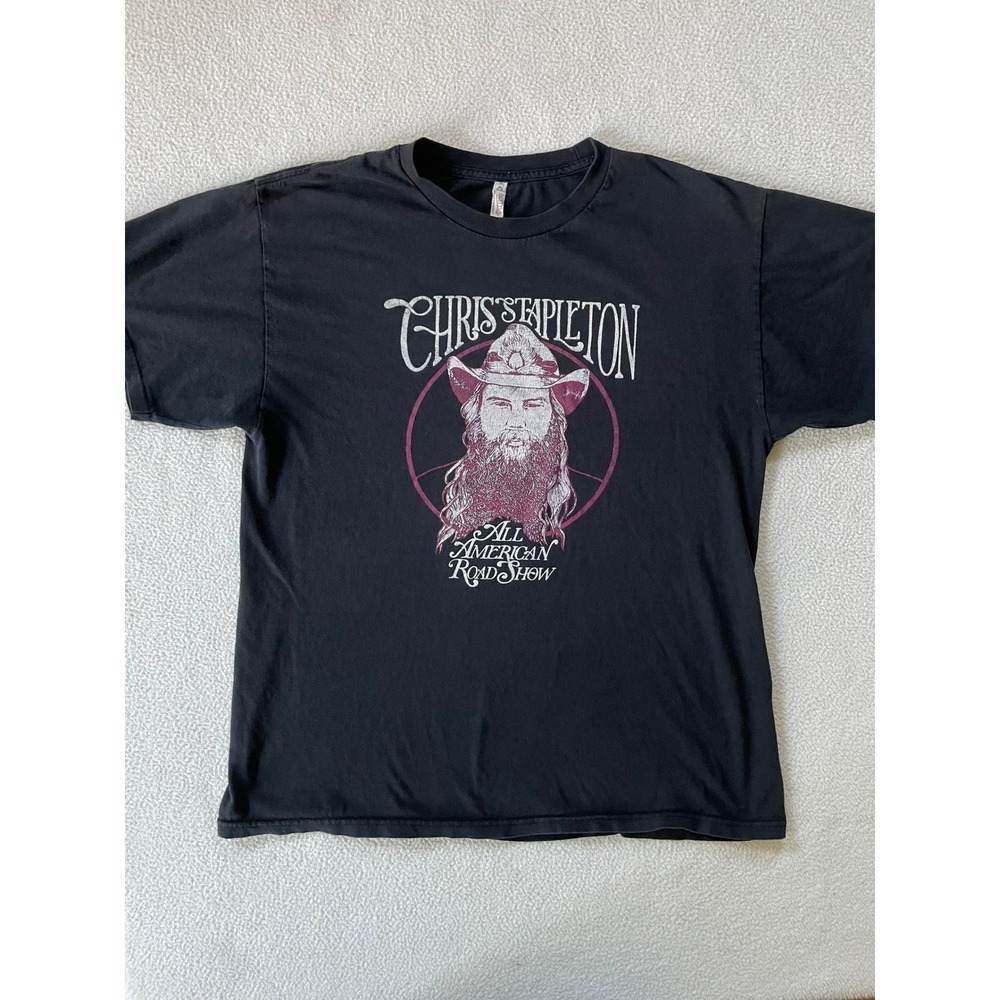 Alstyle Mens Large T-Shirt Black Chris Stapleton 2018 Tour Graphic Marty Stuart